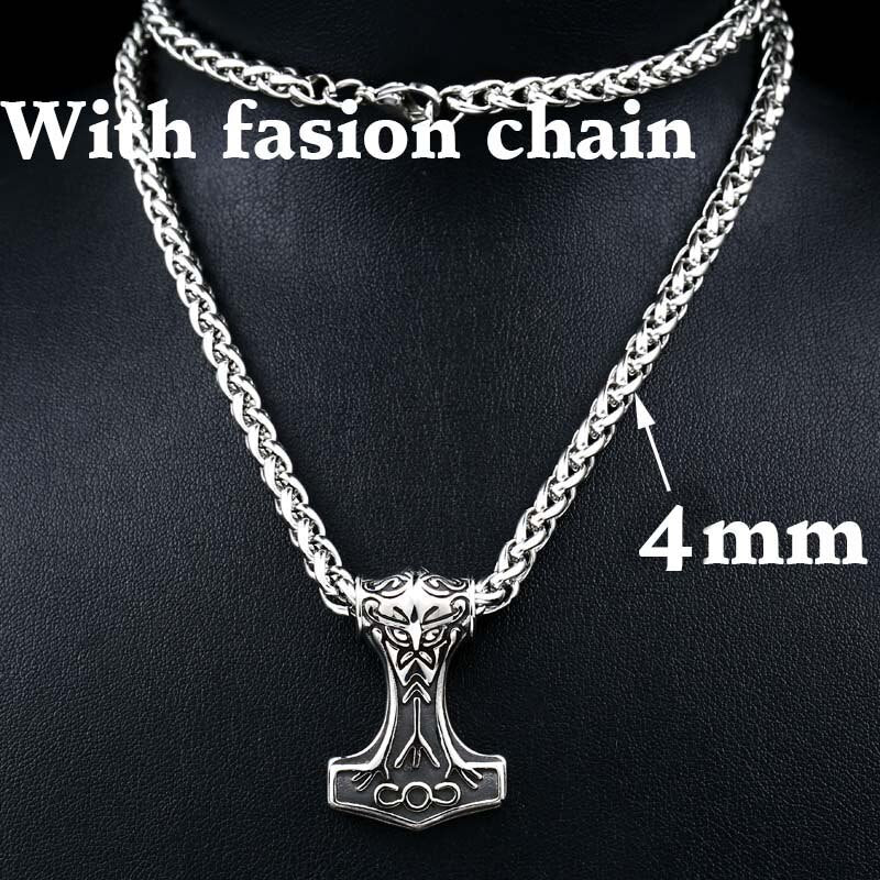 316L Stainless Steel Northern Europe Vikking Pendant Necklace Nordic Myth thor hammer Big/small Jewelry for man  bp8-080