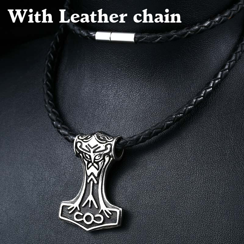 316L Stainless Steel Northern Europe Vikking Pendant Necklace Nordic Myth thor hammer Big/small Jewelry for man  bp8-080