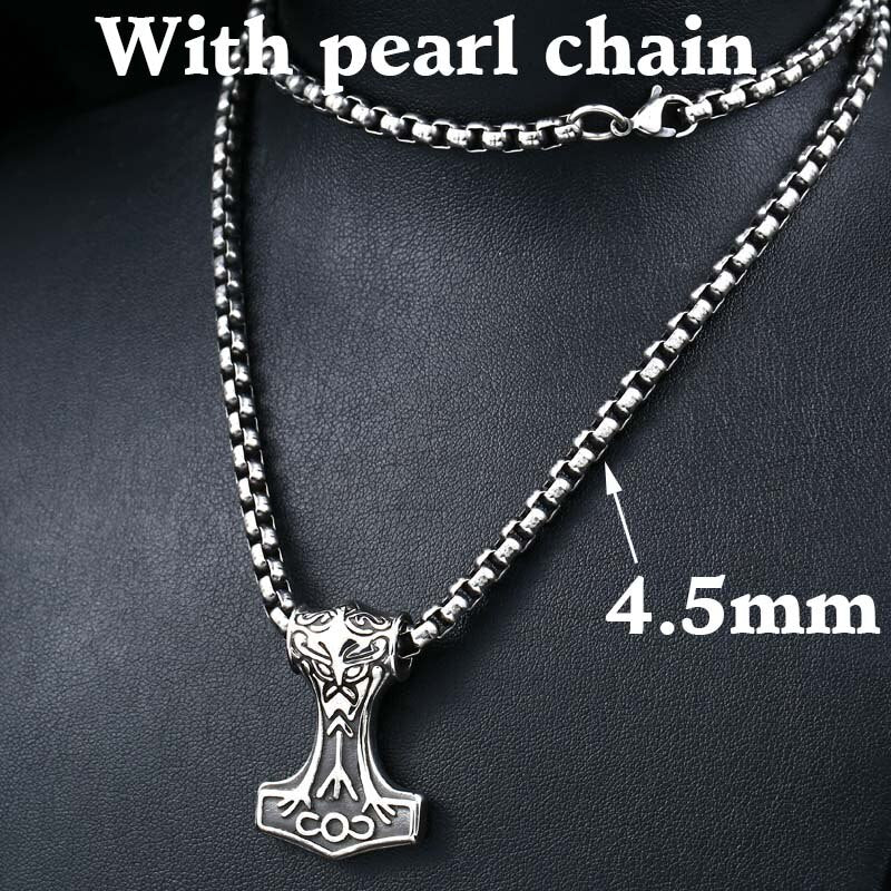 316L Stainless Steel Northern Europe Vikking Pendant Necklace Nordic Myth thor hammer Big/small Jewelry for man  bp8-080