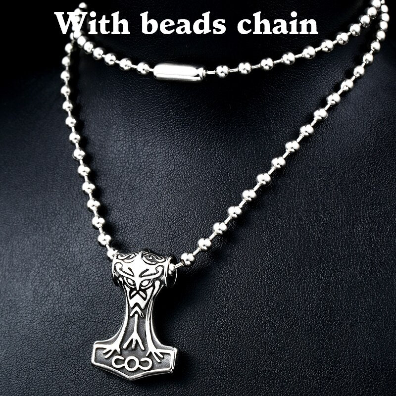 316L Stainless Steel Northern Europe Vikking Pendant Necklace Nordic Myth thor hammer Big/small Jewelry for man  bp8-080