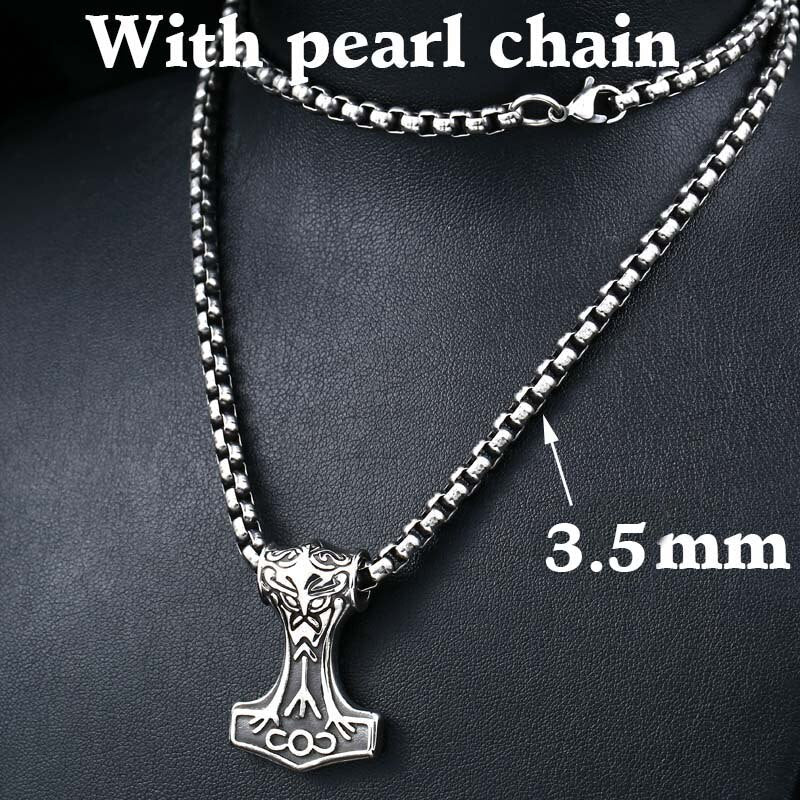 316L Stainless Steel Northern Europe Vikking Pendant Necklace Nordic Myth thor hammer Big/small Jewelry for man  bp8-080