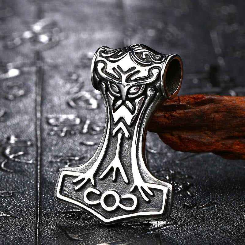316L Stainless Steel Northern Europe Vikking Pendant Necklace Nordic Myth thor hammer Big/small Jewelry for man  bp8-080