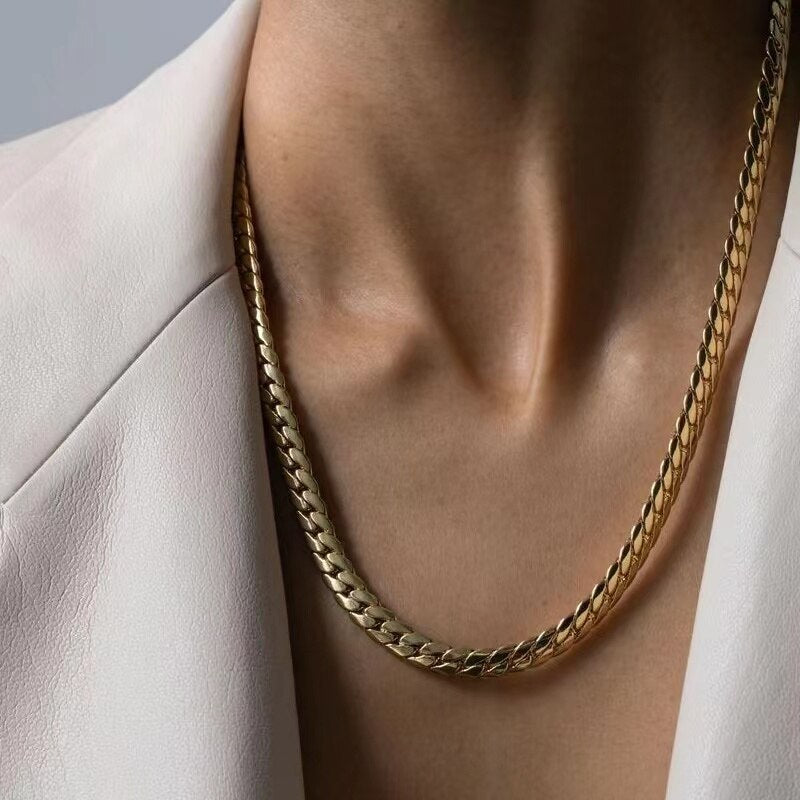 316L Stainless Steel Gold Color Chains Necklace For Women 2022 Punk Street Trend Rustproof Neck Jewelry Gift Bijou
