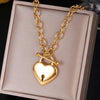 316L Stainless Steel Gold Color Heart Pearl Pendant Necklace For Women Punk Street Rustproof Neck Jewelry Party Gift