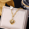 316L Stainless Steel Gold Color Heart Pearl Pendant Necklace For Women Punk Street Rustproof Neck Jewelry Party Gift