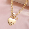 316L Stainless Steel Gold Color Heart Pearl Pendant Necklace For Women Punk Street Rustproof Neck Jewelry Party Gift