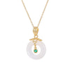 316L Stainless Steel Gold  Smart Safe Clasp Titanium Steel Necklace Female Trendy White Jade Pendant Does Not Fade