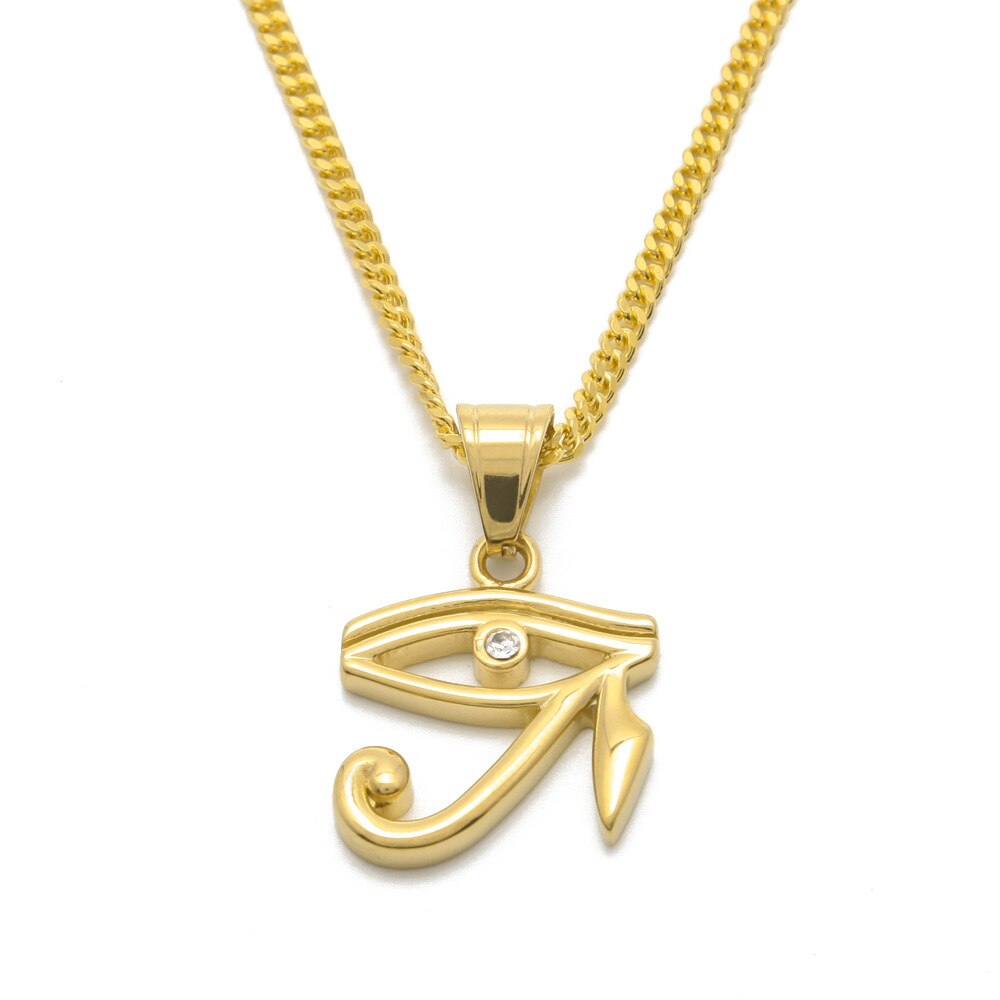 316L Stainless Steel Gold color Egyptian The Eye of Horus pendant necklace hip hop Wedjat Eye necklaces for unisex jewelry