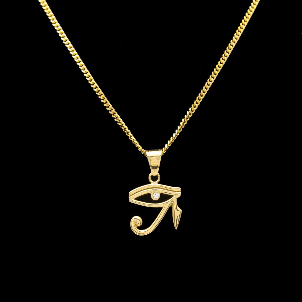 316L Stainless Steel Gold color Egyptian The Eye of Horus pendant necklace hip hop Wedjat Eye necklaces for unisex jewelry