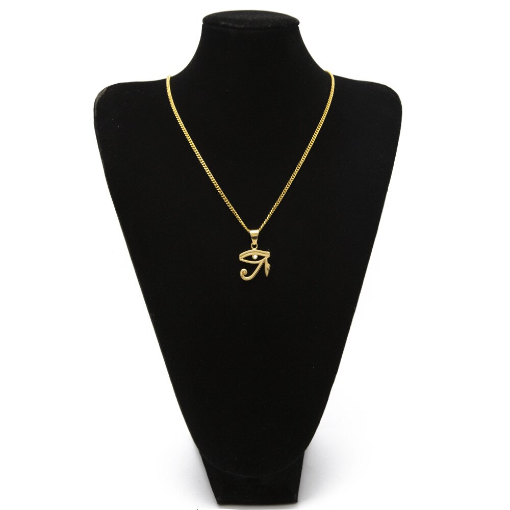 316L Stainless Steel Gold color Egyptian The Eye of Horus pendant necklace hip hop Wedjat Eye necklaces for unisex jewelry