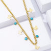 316L Stainless Steel Green Stone Crystal Necklace For Women Bohemian Ethnic Chain Butterfly Choker Wedding Party Jewelry Gift