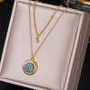 316L Stainless Steel Green Stone Crystal Necklace For Women Bohemian Ethnic Chain Butterfly Choker Wedding Party Jewelry Gift