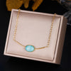 316L Stainless Steel Green Stone Crystal Necklace For Women Bohemian Ethnic Chain Butterfly Choker Wedding Party Jewelry Gift