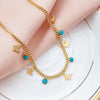 316L Stainless Steel Green Stone Crystal Necklace For Women Bohemian Ethnic Chain Butterfly Choker Wedding Party Jewelry Gift