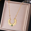 316L Stainless Steel Green Stone Crystal Necklace For Women Bohemian Ethnic Chain Butterfly Choker Wedding Party Jewelry Gift