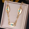 316L Stainless Steel Green Stone Crystal Necklace For Women Bohemian Ethnic Chain Butterfly Choker Wedding Party Jewelry Gift
