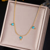 316L Stainless Steel Green Stone Crystal Necklace For Women Bohemian Ethnic Chain Butterfly Choker Wedding Party Jewelry Gift