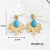 316L Stainless Steel Green Stone Leaves Statement Vintage Drop Earrings For Women Brincos Des Boucles D'oreilles New