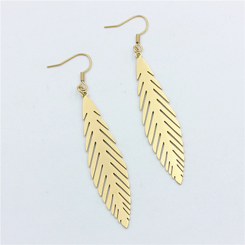 316L Stainless Steel Green Stone Leaves Statement Vintage Drop Earrings For Women Brincos Des Boucles D'oreilles New