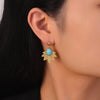 316L Stainless Steel Green Stone Leaves Statement Vintage Drop Earrings For Women Brincos Des Boucles D'oreilles New