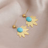 316L Stainless Steel Green Stone Leaves Statement Vintage Drop Earrings For Women Brincos Des Boucles D'oreilles New