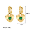 316L Stainless Steel Heart Hoop Green Zircon Earrings For Women Girls Ears Jewelry Birthday Party Gifts Bijoux Trend