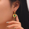 316L Stainless Steel Heart Hoop Green Zircon Earrings For Women Girls Ears Jewelry Birthday Party Gifts Bijoux Trend