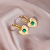 316L Stainless Steel Heart Hoop Green Zircon Earrings For Women Girls Ears Jewelry Birthday Party Gifts Bijoux Trend