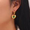 316L Stainless Steel Heart Hoop Green Zircon Earrings For Women Girls Ears Jewelry Birthday Party Gifts Bijoux Trend