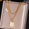 316L Stainless Steel Hip Hop PunkVintage Multilayer Letter M Pendant Necklace For Women Double Layer Chain Necklace Jewelry