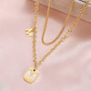 316L Stainless Steel Hip Hop PunkVintage Multilayer Letter M Pendant Necklace For Women Double Layer Chain Necklace Jewelry