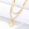 316L Stainless Steel Hollow Out Heart Pendant Multilayer Snake Chain Choker Necklace For Women bijoux acier inoxidable femme