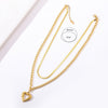 316L Stainless Steel Hollow Out Heart Pendant Multilayer Snake Chain Choker Necklace For Women bijoux acier inoxidable femme