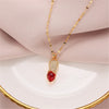 316L Stainless Steel Inlaid Crystal Red Peanut Pendant Garnet Longevity Fruit Pendant Jewelry No Fade