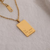 316L Stainless Steel Inspirational Necklace Gold Plated Engraved Letters Square Pendant Beads Chain Necklace For Women Girls