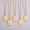 316L Stainless Steel Inspirational Necklace Gold Plated Engraved Letters Square Pendant Beads Chain Necklace For Women Girls