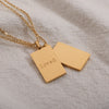 316L Stainless Steel Inspirational Necklace Gold Plated Engraved Letters Square Pendant Beads Chain Necklace For Women Girls
