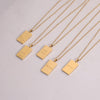 316L Stainless Steel Inspirational Necklace Gold Plated Engraved Letters Square Pendant Beads Chain Necklace For Women Girls