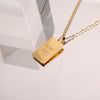 316L Stainless Steel Inspirational Necklace Gold Plated Engraved Letters Square Pendant Beads Chain Necklace For Women Girls