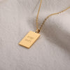 316L Stainless Steel Inspirational Necklace Gold Plated Engraved Letters Square Pendant Beads Chain Necklace For Women Girls