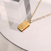 316L Stainless Steel Inspirational Necklace Gold Plated Engraved Letters Square Pendant Beads Chain Necklace For Women Girls
