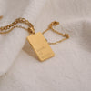 316L Stainless Steel Inspirational Necklace Gold Plated Engraved Letters Square Pendant Beads Chain Necklace For Women Girls