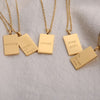 316L Stainless Steel Inspirational Necklace Gold Plated Engraved Letters Square Pendant Beads Chain Necklace For Women Girls