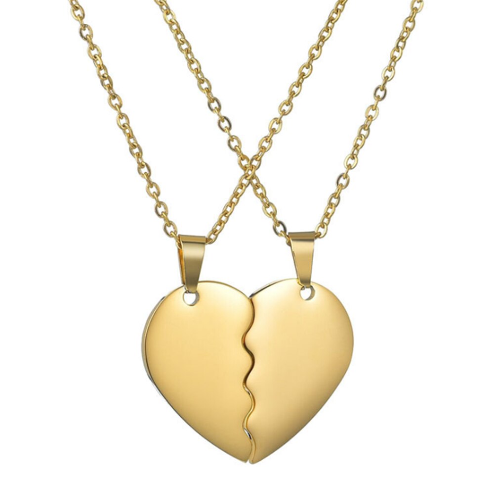 316L Stainless Steel Love Heart Batch Picture Broken Heart Pendant Couple Titanium Steel Necklace Never Fade