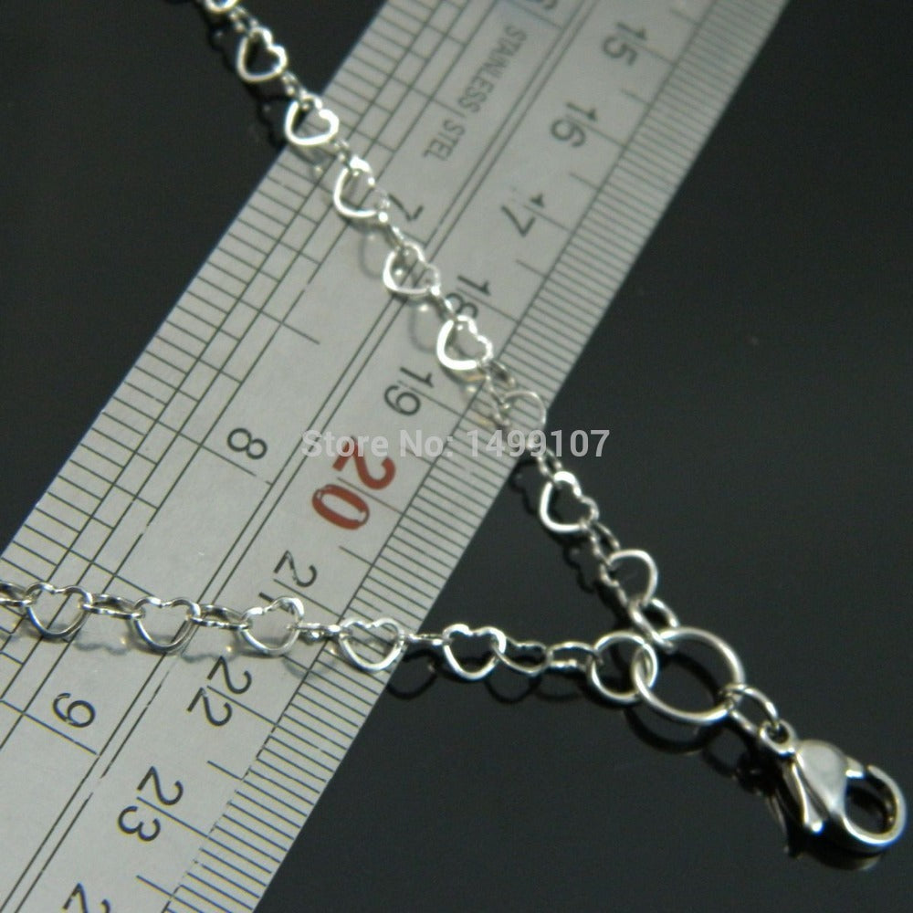316L Stainless Steel Love Heart Link Chain Necklace Floating Locket Charm Chain Women Necklace 60cm 70cm 75cm 80cm 85cm 90cm