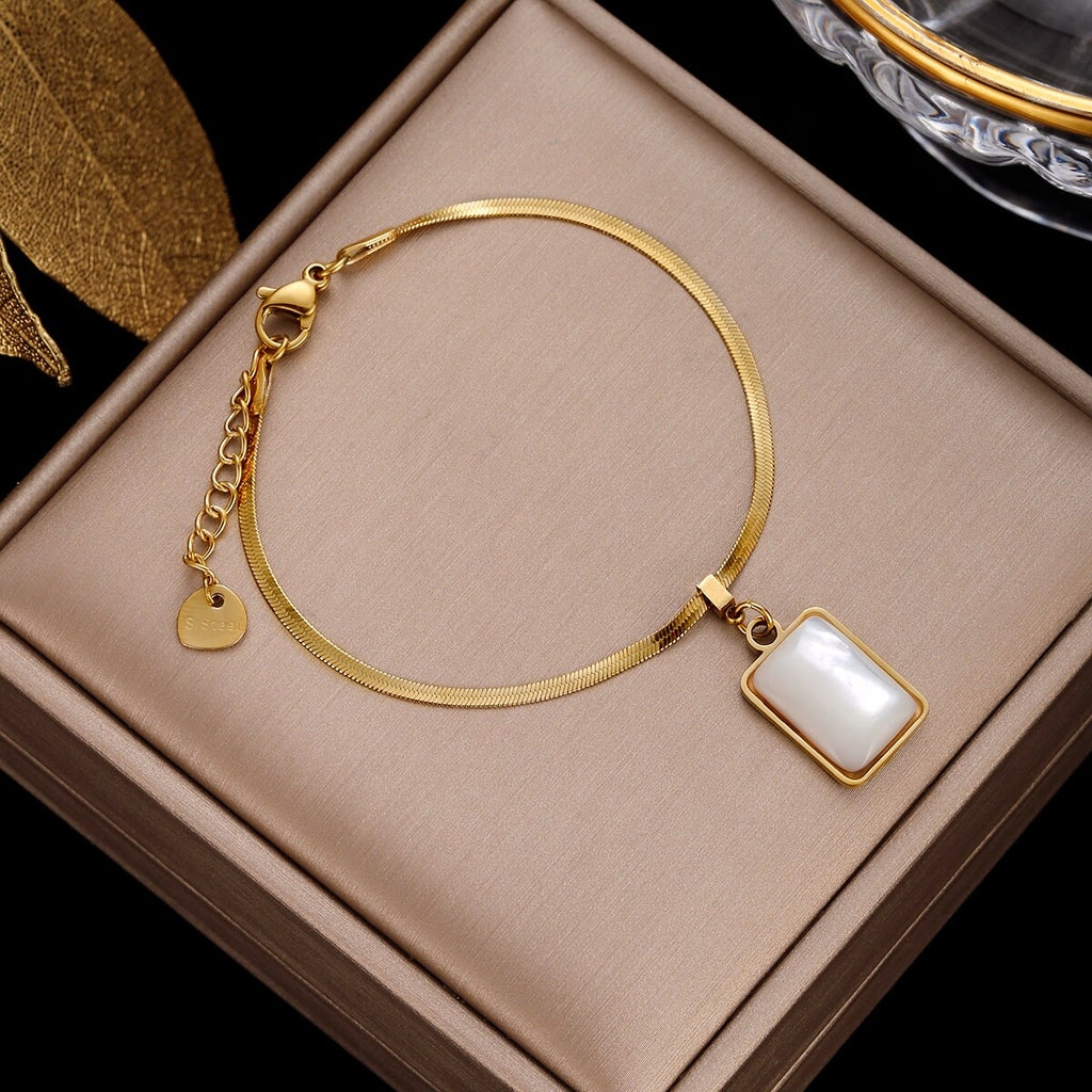 316L Stainless Steel Multilayer Pearl Heart Charm Bracelet For Women Gold Color Girls Wrist Jewelry Gifts
