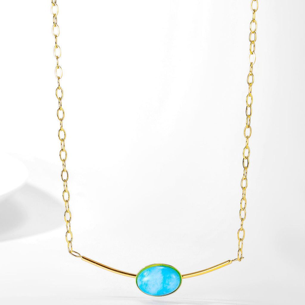 316L Stainless Steel Necklace for Women  Green Stone Pendant Little Heart Decoration Lady Necklaces