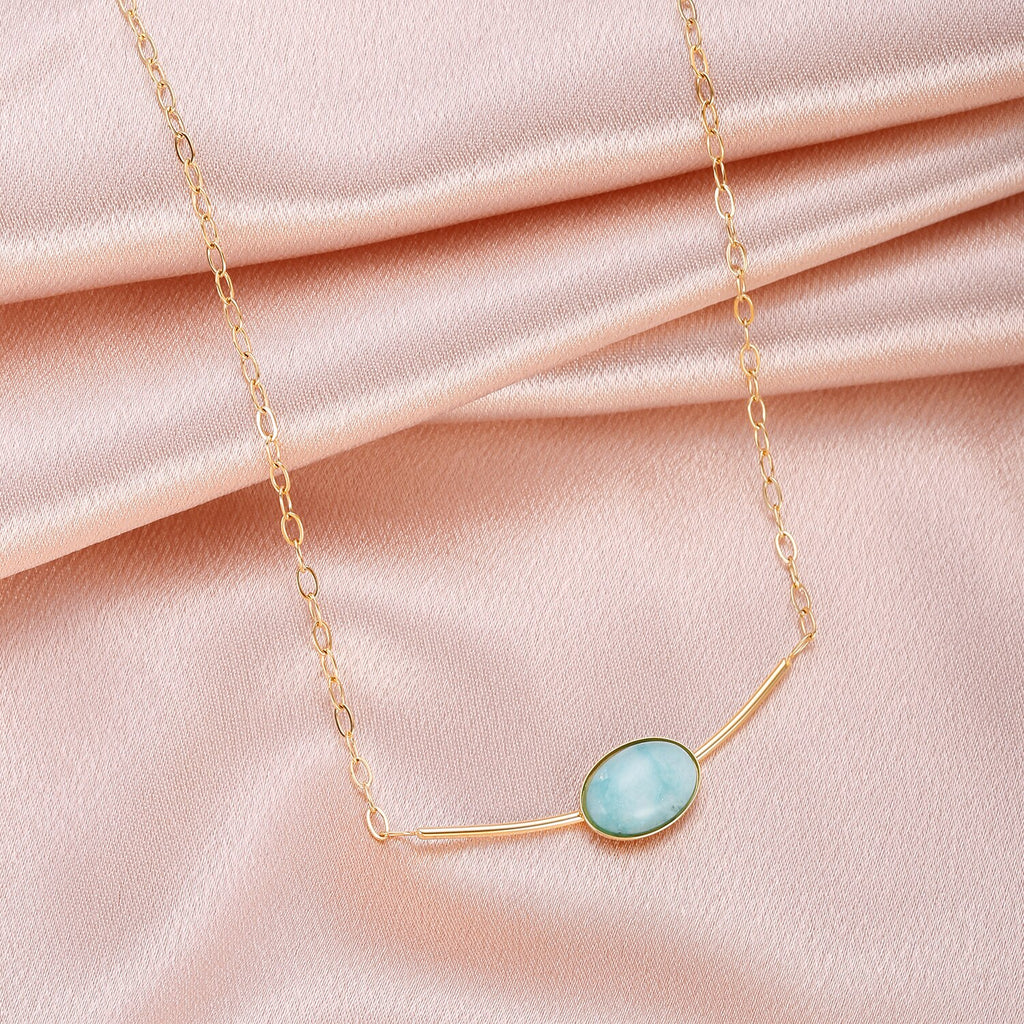 316L Stainless Steel Necklace for Women  Green Stone Pendant Little Heart Decoration Lady Necklaces