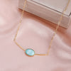 316L Stainless Steel Necklace for Women  Green Stone Pendant Little Heart Decoration Lady Necklaces
