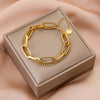 316L Stainless Steel Roman Number Zircon Bracelet For Women Girls Charm Gold Color Beads Bracelets Party FashionJewelry Gifts